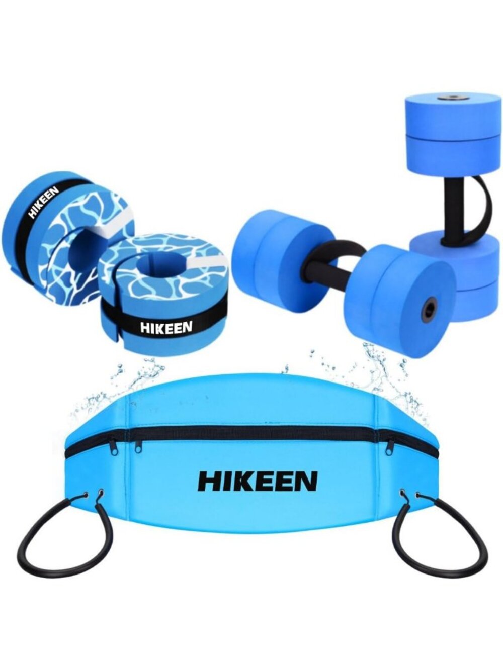 6-Piece Water Aerobics Equipment Set - High-Density Dumbbells, Aqua Belt & Ankle